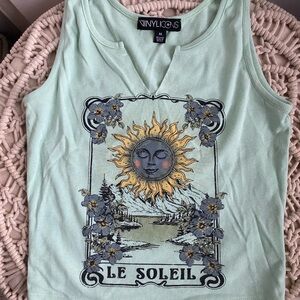 Mint Green “Le Soleil” graphic top medium
